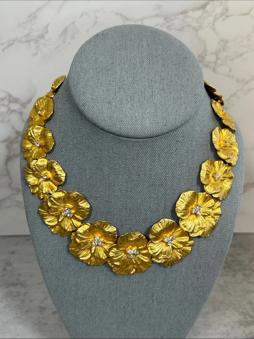 Vintage Gold Floral Statement Necklace